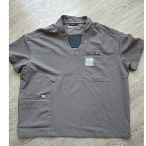 FIGS Star Wars Jedi Wrap Scrub Top Women Medium Brown Grogu Patch